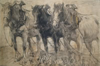 Door De Riemkap gerestaureerde tekening in gemengde techniek op papier.