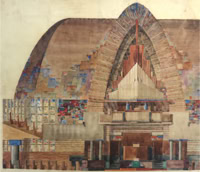 Door De Riemkap gerestaureerde aquarel op papier.